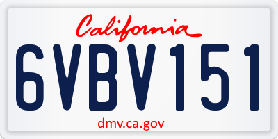 CA license plate 6VBV151