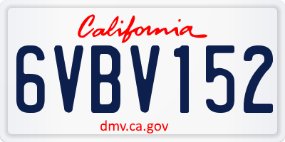 CA license plate 6VBV152