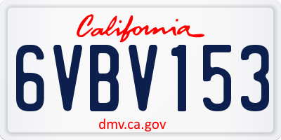 CA license plate 6VBV153