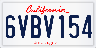 CA license plate 6VBV154