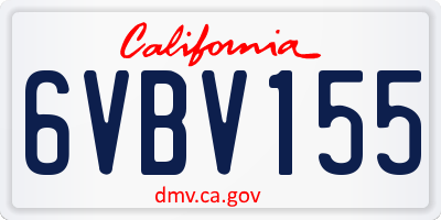 CA license plate 6VBV155