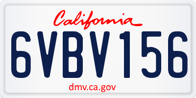 CA license plate 6VBV156
