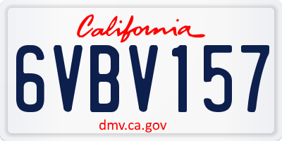 CA license plate 6VBV157