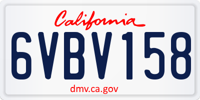 CA license plate 6VBV158