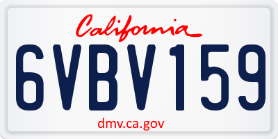 CA license plate 6VBV159