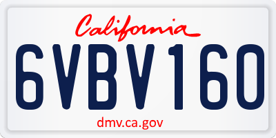 CA license plate 6VBV160
