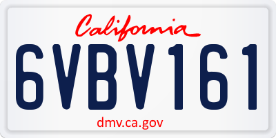 CA license plate 6VBV161