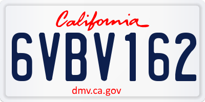 CA license plate 6VBV162