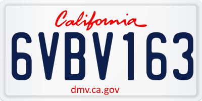 CA license plate 6VBV163