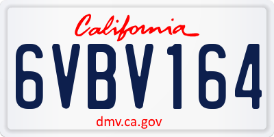 CA license plate 6VBV164