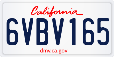 CA license plate 6VBV165