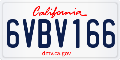 CA license plate 6VBV166