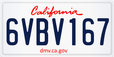 CA license plate 6VBV167