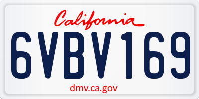 CA license plate 6VBV169