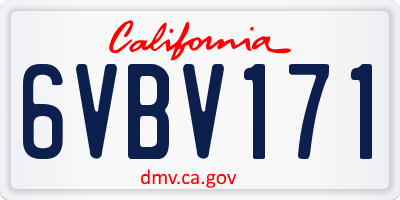 CA license plate 6VBV171