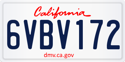 CA license plate 6VBV172