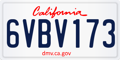 CA license plate 6VBV173