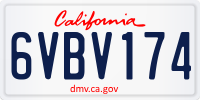 CA license plate 6VBV174