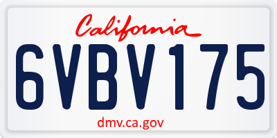 CA license plate 6VBV175