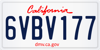 CA license plate 6VBV177