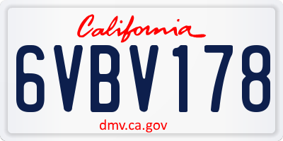 CA license plate 6VBV178