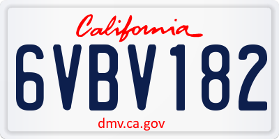 CA license plate 6VBV182
