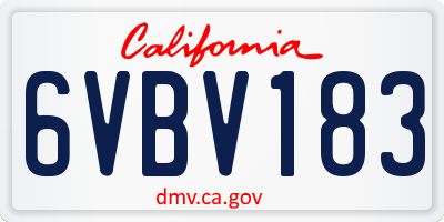 CA license plate 6VBV183