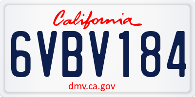 CA license plate 6VBV184