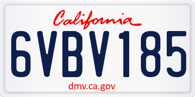 CA license plate 6VBV185