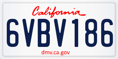 CA license plate 6VBV186