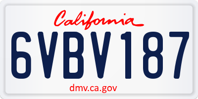 CA license plate 6VBV187