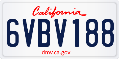 CA license plate 6VBV188