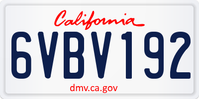 CA license plate 6VBV192