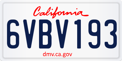 CA license plate 6VBV193