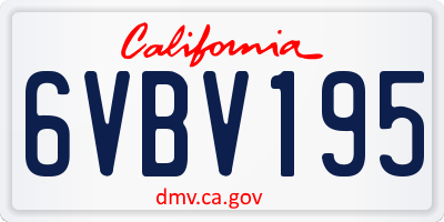 CA license plate 6VBV195