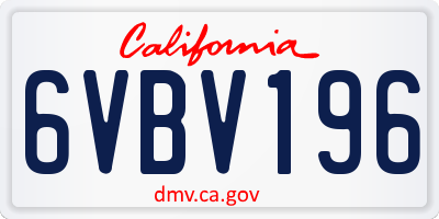 CA license plate 6VBV196
