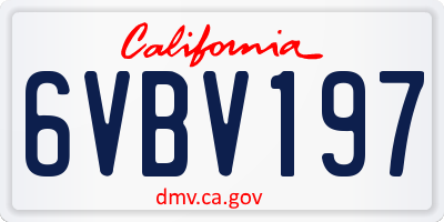CA license plate 6VBV197