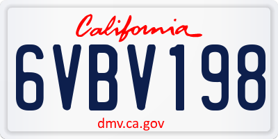 CA license plate 6VBV198