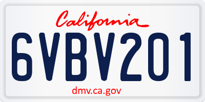 CA license plate 6VBV201