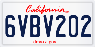 CA license plate 6VBV202