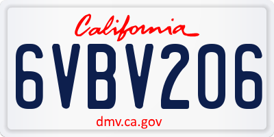 CA license plate 6VBV206