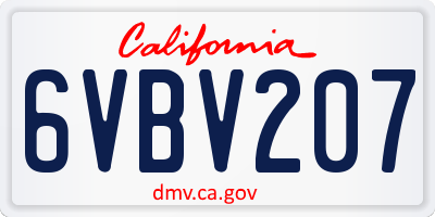 CA license plate 6VBV207