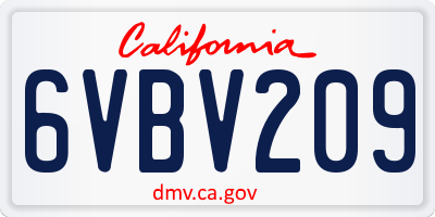 CA license plate 6VBV209