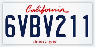 CA license plate 6VBV211