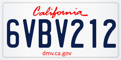 CA license plate 6VBV212