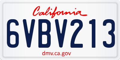 CA license plate 6VBV213