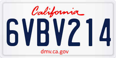 CA license plate 6VBV214
