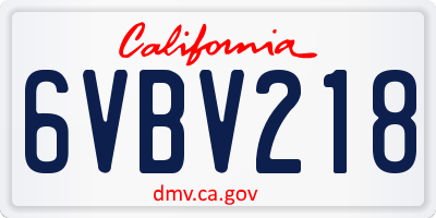 CA license plate 6VBV218