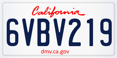 CA license plate 6VBV219