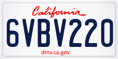 CA license plate 6VBV220